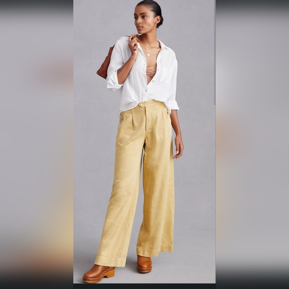 Pilcro khaki wide leg pants